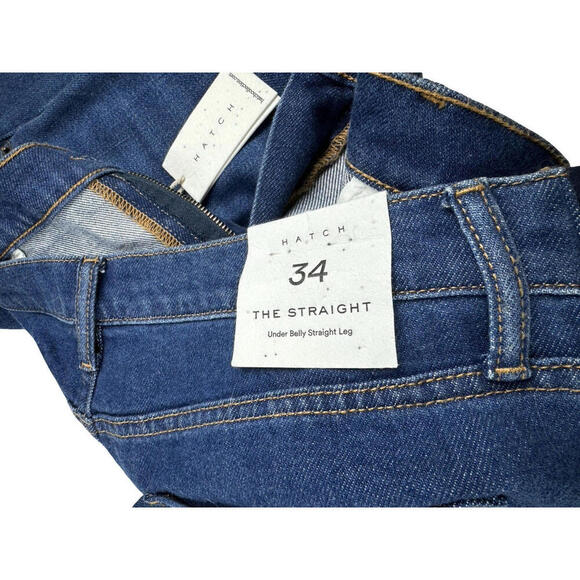 Hatch Maternity The Straight Cropped Jeans Dark Wash True Blue Size 34 W - Picture 6 of 6
